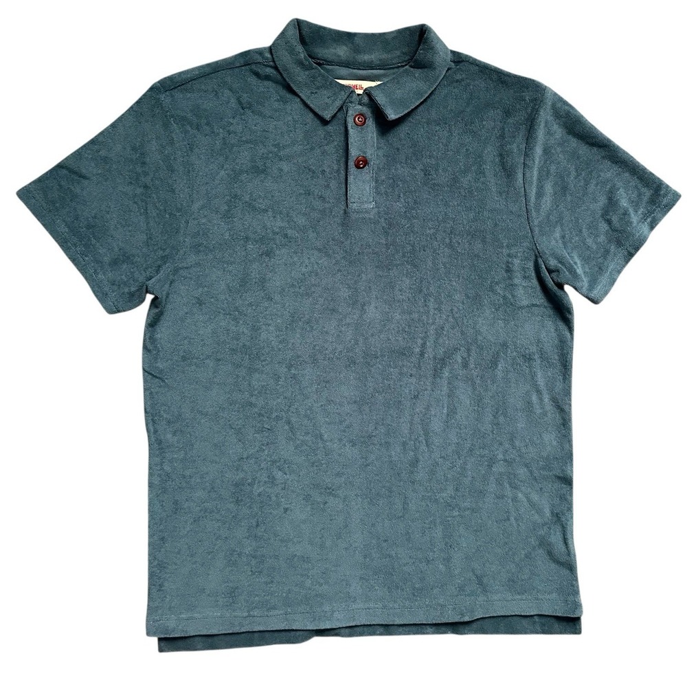 Birdwell Beach Britches Blue Terrycloth‎ S/S Men's Beach Polo Shirt Size L
